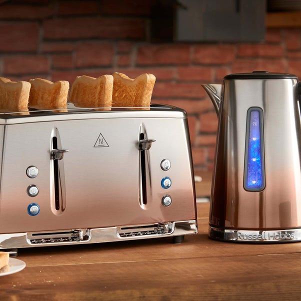 Russell Hobbs Eclipse Jug Kettle & 4 Slice Toaster Kitchen Set (Copper) - Vibe Home