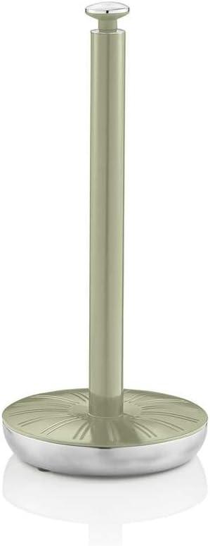 Green towel pole and mug tree stand with round weighted base and central post