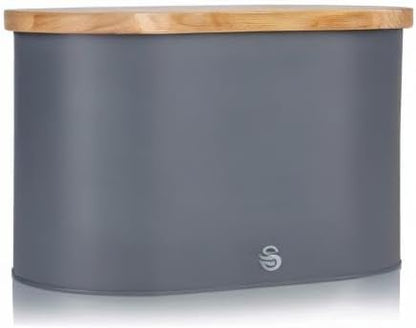 Swan Nordic Bread Bin with Chopping Board Lid SWKA17512GRYN (Grey)