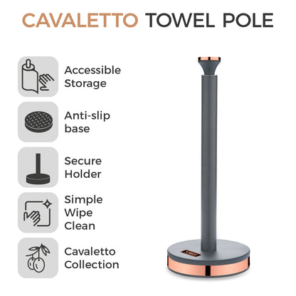 Tower Cavaletto Towel Pole Kitchen Roll Holder T826133GRY (Grey)