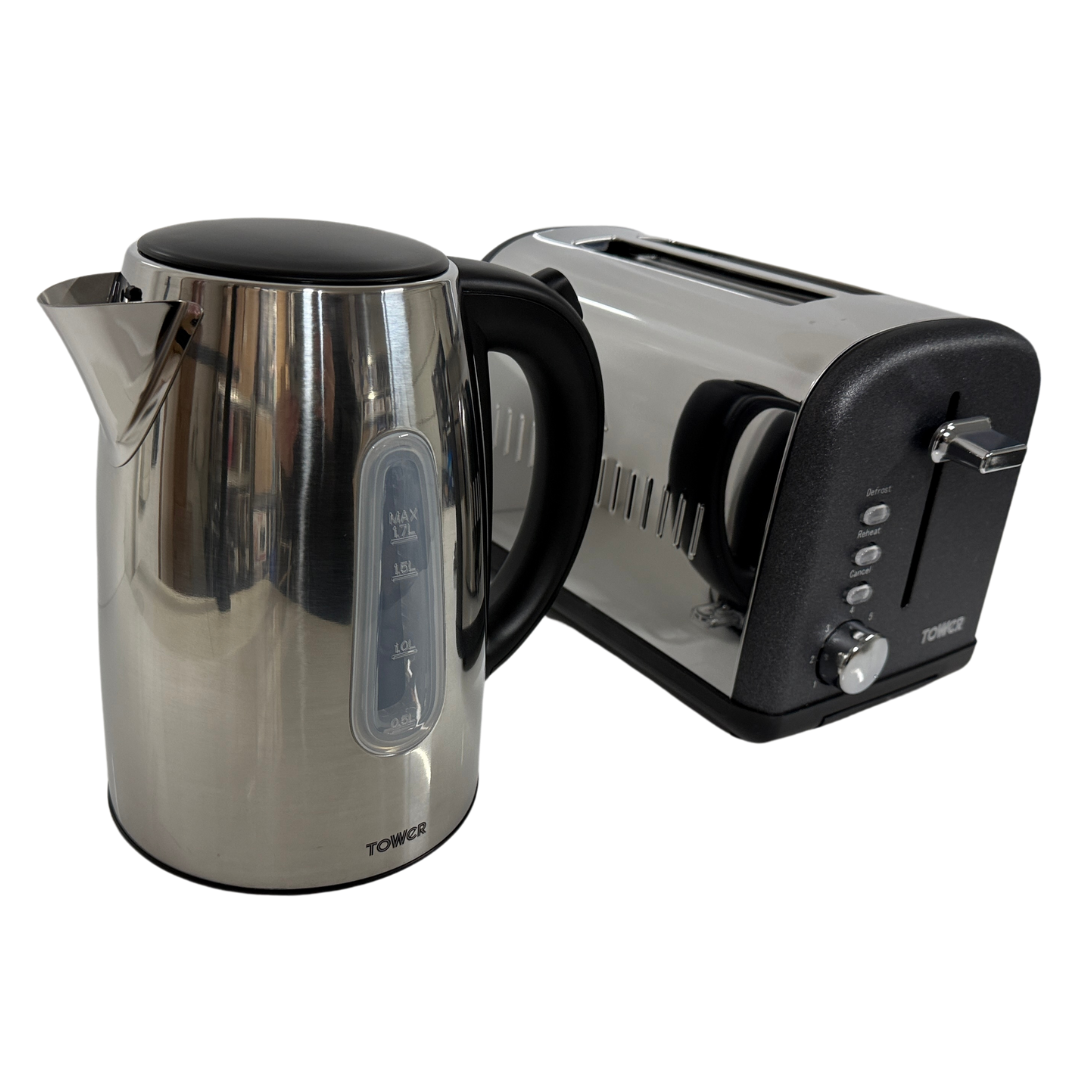 Tower Infinity Kettle & 2 Slice Toaster Kitchen Set (Black Sparkle)