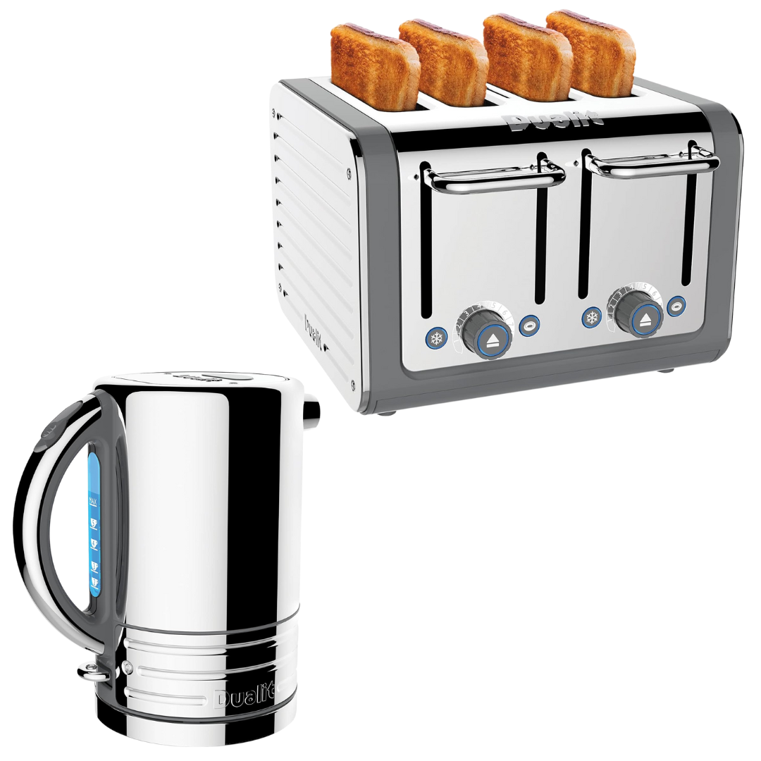 Dualit Architect Kettle & 4 Slice Toaster Set (Grey Trim)