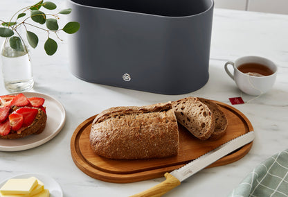 Swan Nordic Bread Bin with Chopping Board Lid SWKA17512GRYN (Grey)