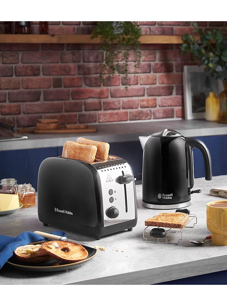 Russell Hobbs Russell Hobbs Colours Plus Kettle & 2 Slice Toaster Kitchen Set (Black)