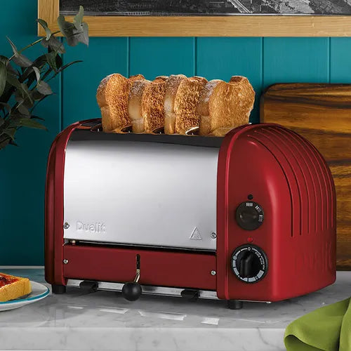 Dualit Dualit Classic Kettle & 4 Slice Vario AWS Toaster Kitchen Set (Stainless Steel & Red)