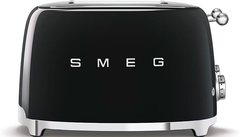 Smeg Black 4 Slice Toaster Extra Wide Slots TSF03BLUK