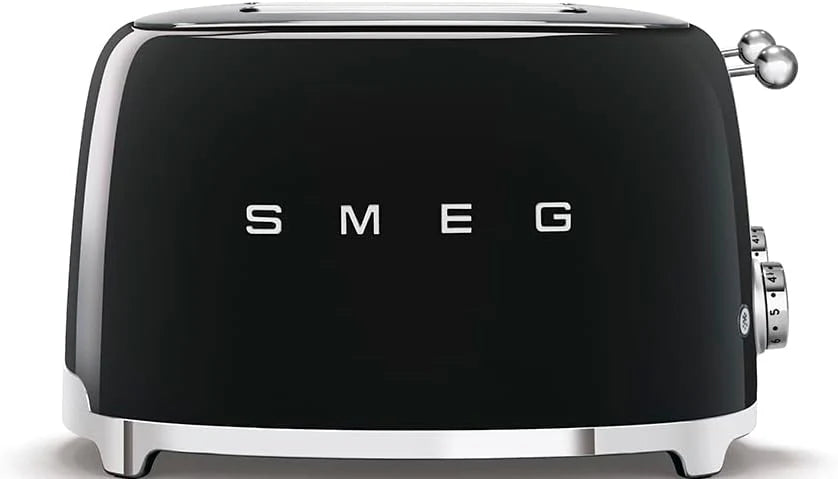 SMEG Retro Kettle & 4 Slice Toaster Temperature Control Kitchen Set (Black)