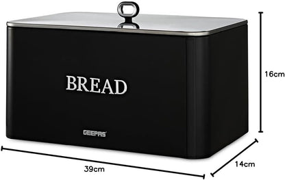 GEEPAS Retrovive 13L Bread Bin GCS63081UK-BK (Black)
