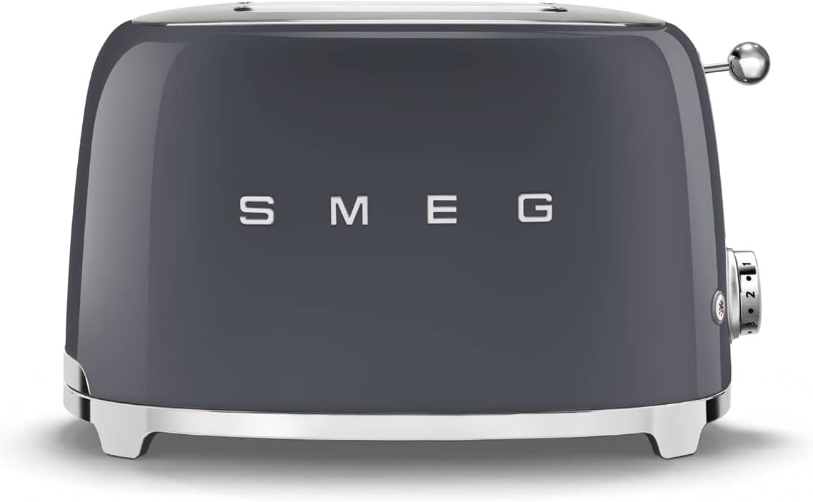 SMEG Grey 2 Slice Toaster Extra Wide Slots Slate Edition TSF01GRUK