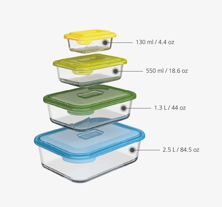 Joseph Joseph Nest Glass 4-piece Storage Containers Stackable Multicolour Set 81060 - Vibe Home
