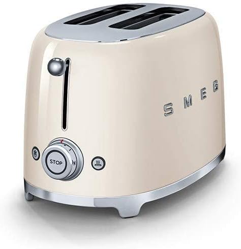 Smeg Beige Cream Toaster Retro Style 2 Slice Wide Slots TSF01CRUK