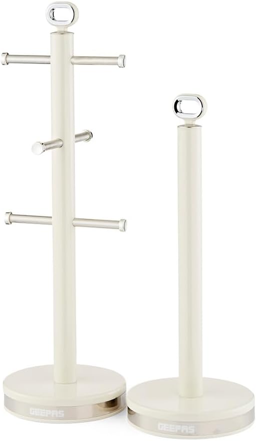 GEEPAS Retrovive Mug Tree & Towel Pole Set GCS63083UK-CR (Cream)