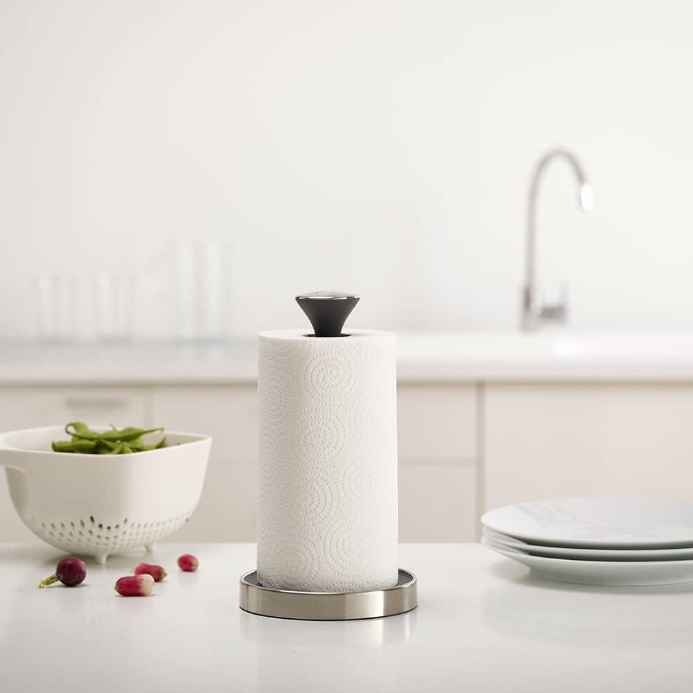 Joseph Joseph Push & Tear Grey Kitchen Roll Holder Towel Pole 85140 - Vibe Home
