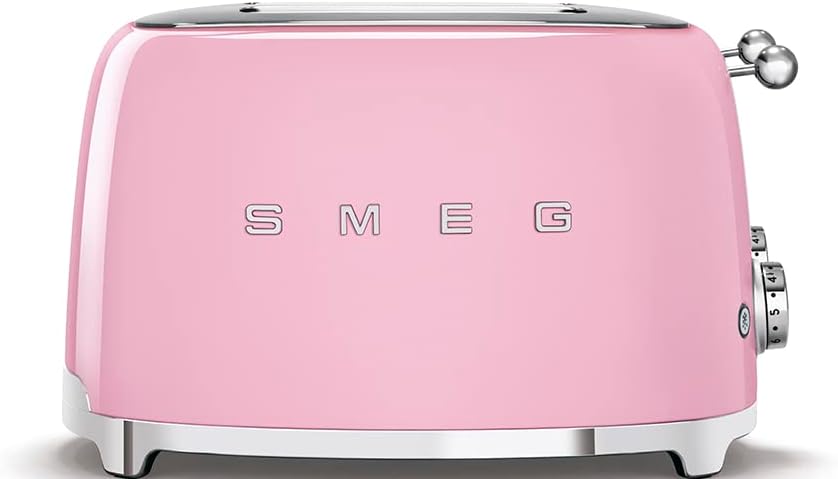 SMEG 4 Slice Toaster Extra Wide Slots Pink Stainless Steel TSF03PKUK