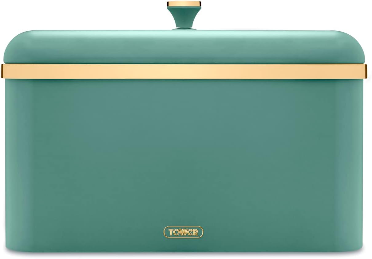 Tower Cavaletto Bread Bin Jade Green & Champagne Gold