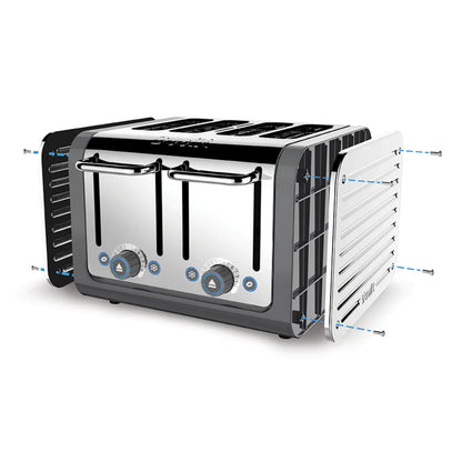 Dualit Architect Jug Kettle & 4 Slice Toaster Kitchen Set (Grey)