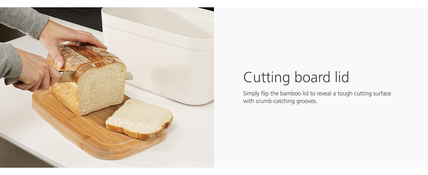 Joseph Joseph Black Bread Bin with Bamboo Chopping Board Lid 81103 - Vibe Home