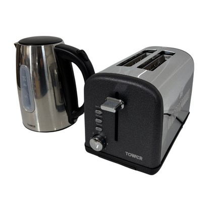 Tower Infinity Kettle & 2 Slice Toaster Kitchen Set (Black Sparkle)