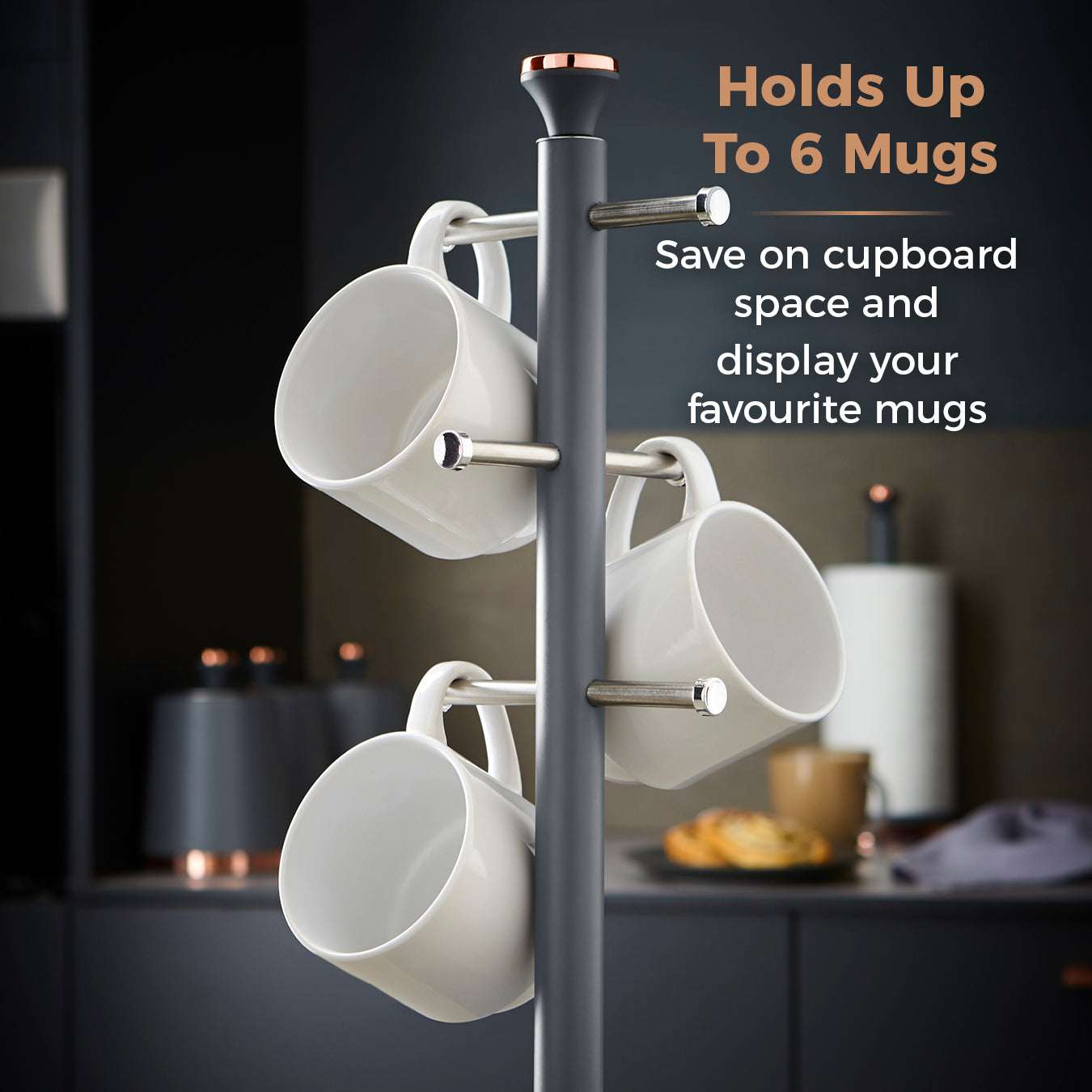 Tower Cavaletto Mug Tree Cup Rack Kitchen Stand T826132GRY (Grey)