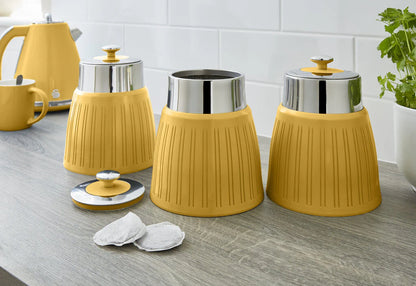 Swan Retro Canisters Set Tea Coffee Sugar SWKA1024YELN (Yellow)