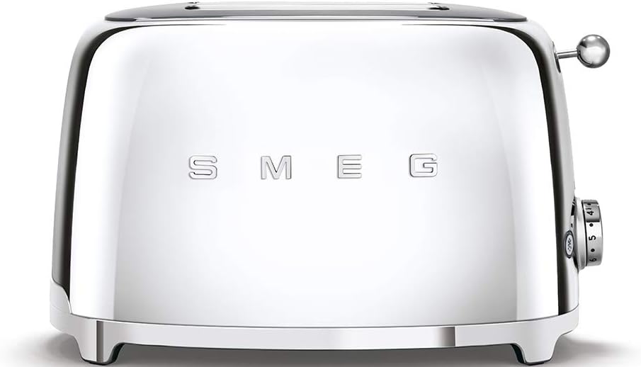 SMEG Stainless Steel 2 Slice Toaster Extra Wide Slots Silver TSF01SSUK