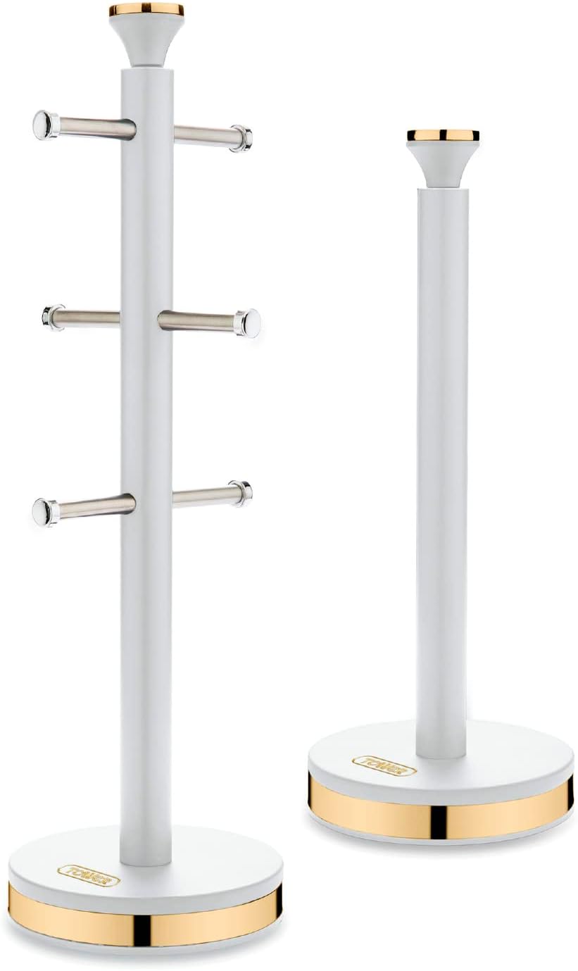 Tower Cavaletto Mug Tree & Towel Pole Set Gold T826135WHT (White)