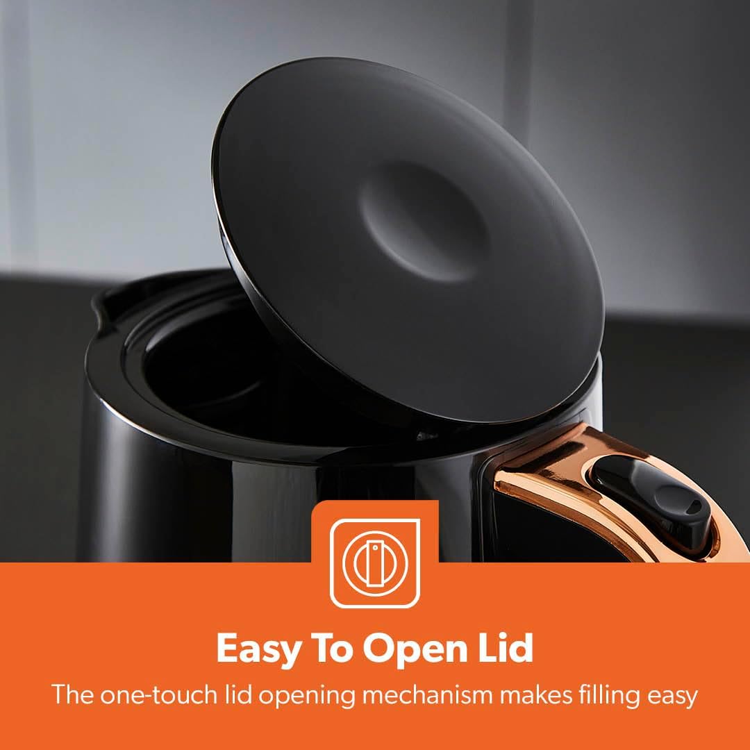 GEEPAS Aurora Kettle GK38076UK-BK (Black & Rose Gold)