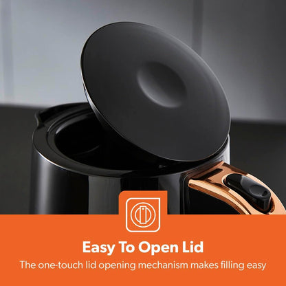 GEEPAS Aurora Kettle GK38076UK-BK (Black & Rose Gold)