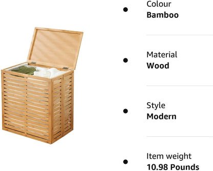 mDesign Laundry Basket Foldable Clothes Storage Natural Bamboo