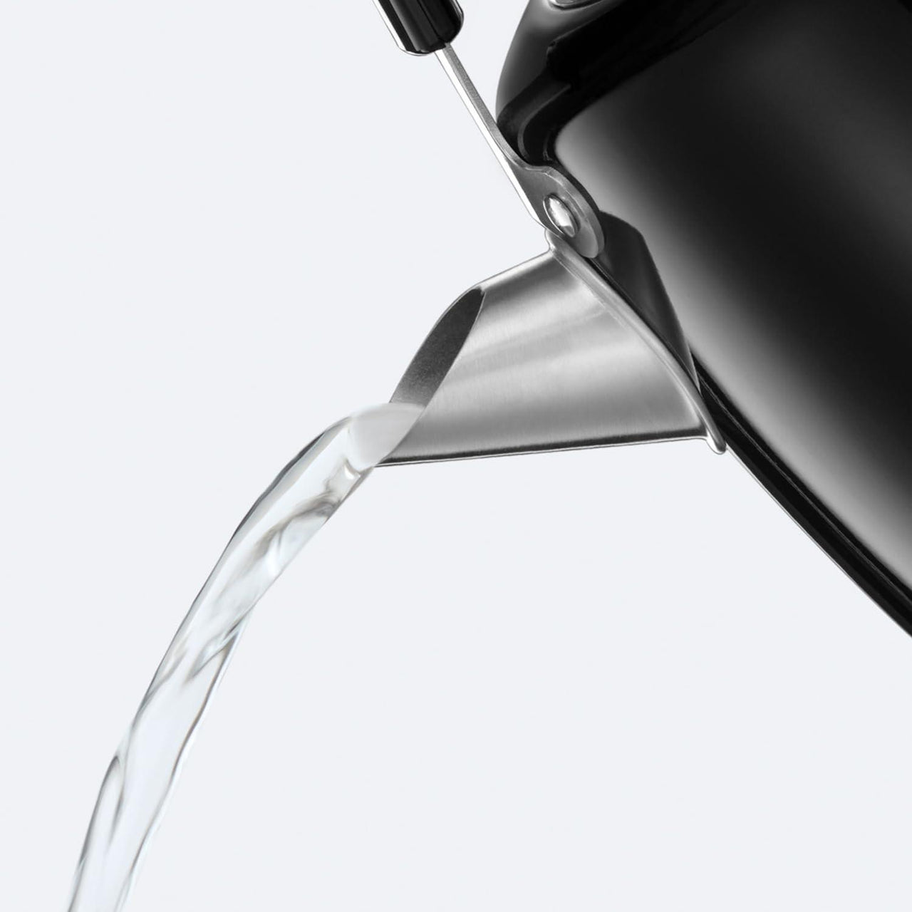 Russell Hobbs Stylevia black pyramid kettle pouring water from the spout