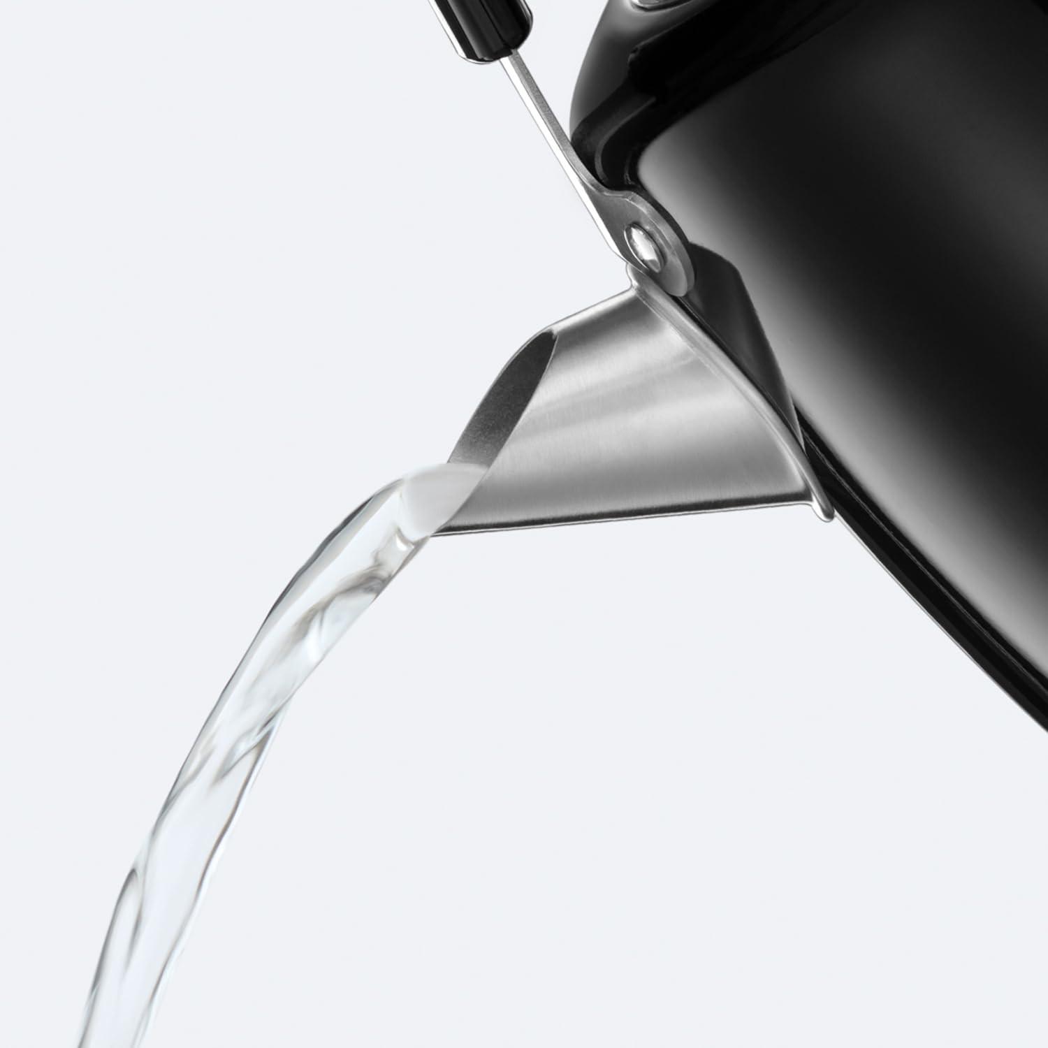 Russell Hobbs Stylevia black pyramid kettle pouring water from the spout