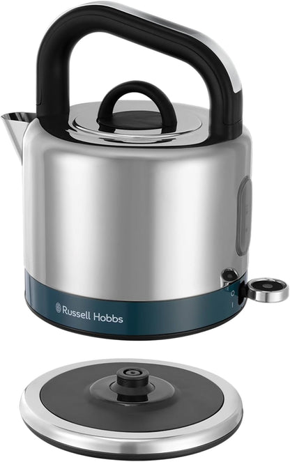 Russell Hobbs Distinctions Pyramid Kettle, 2 Slice Toaster & Microwave Kitchen Set (Ocean Blue)