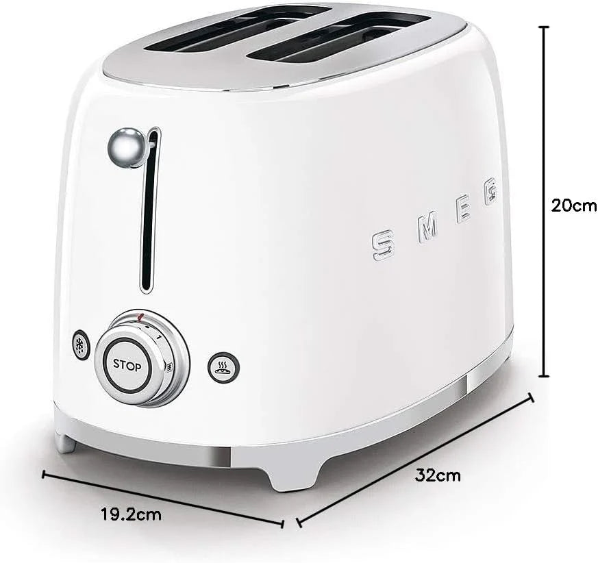 SMEG Retro Kettle & 2 Slice Toaster Matching Kitchen Set (White)