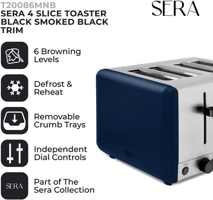 Tower Sera Kettle, Toaster, Bread Bin & Canister Kitchen Set (Midnight Blue)