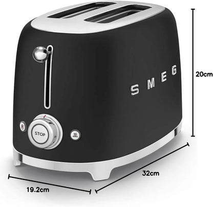 SMEG Retro Kettle & 2 Slice Toaster Kitchen Set - Matte Black