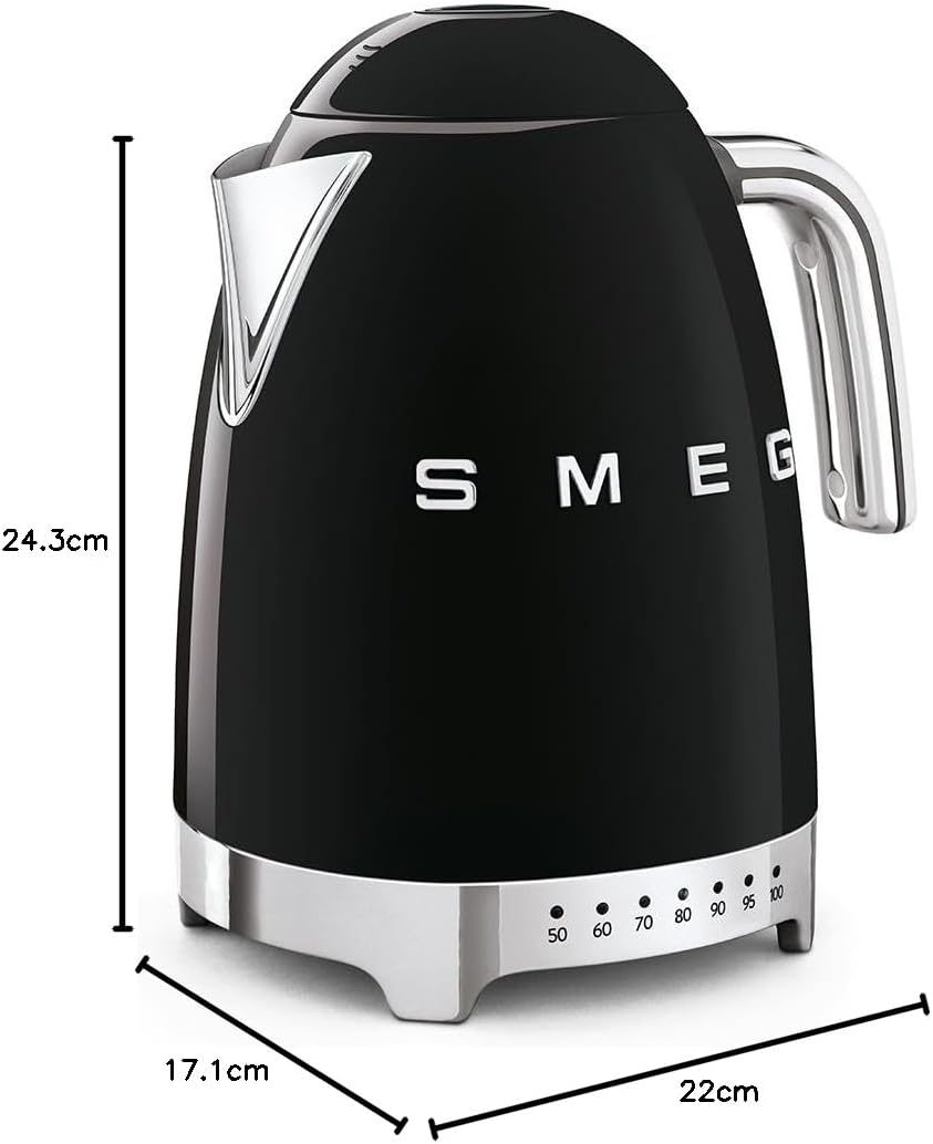 Smeg KLF04BLUK Variable Temperature Kettle 3D Logo Black