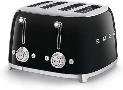 Smeg Black 4 Slice Toaster Extra Wide Slots TSF03BLUK