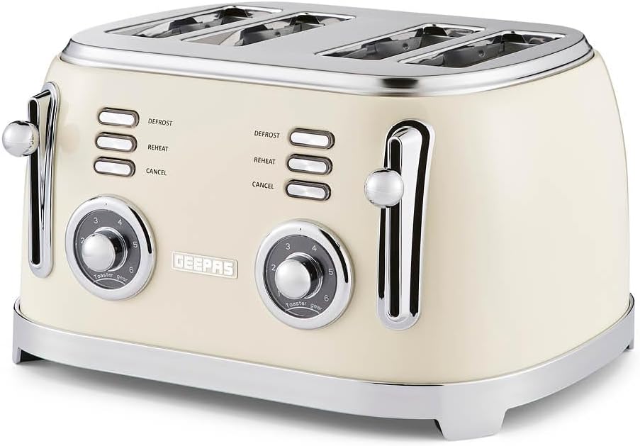 GEEPAS Retrovive 4 Slice Toaster GBT36564UK-CR (Vintage Cream)