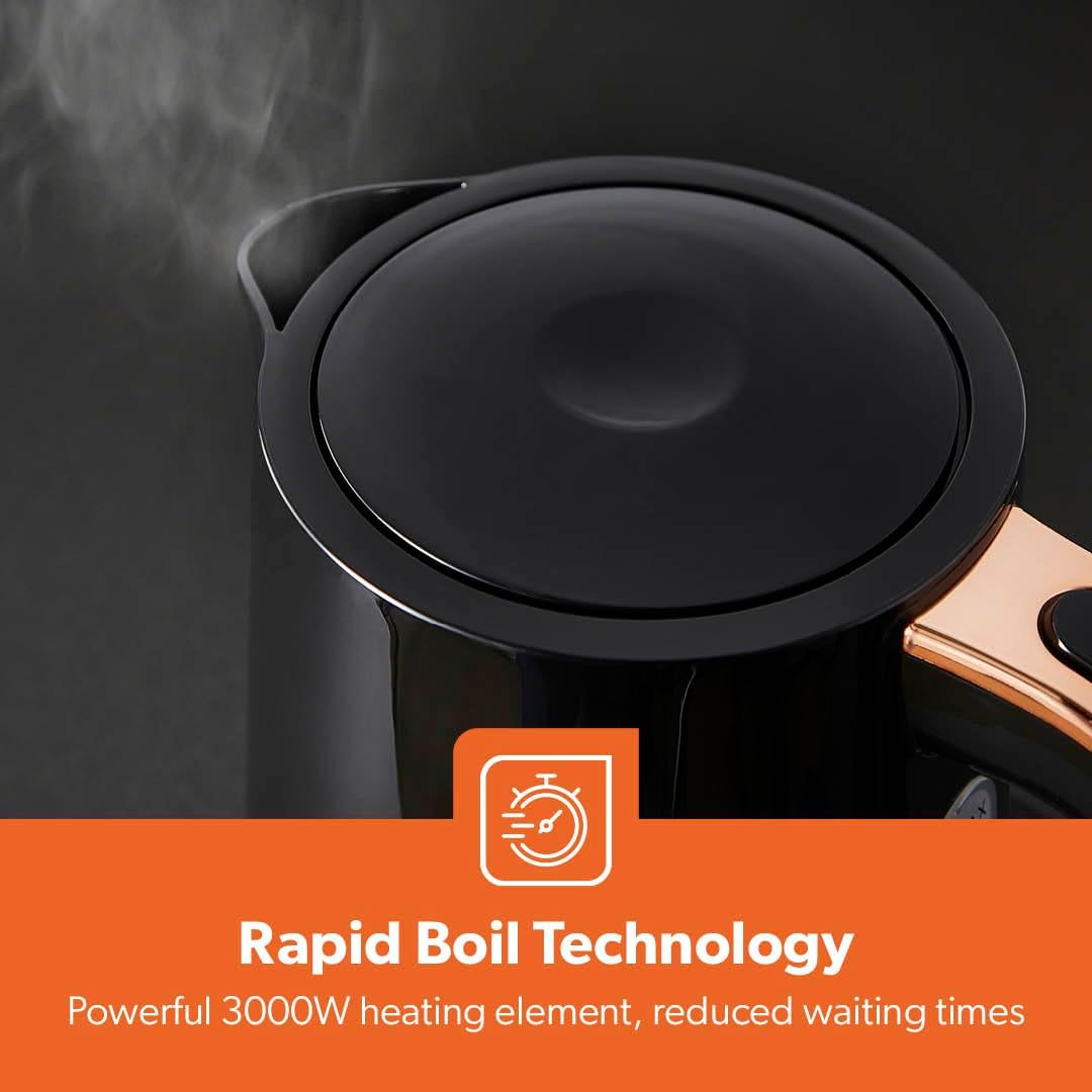 GEEPAS Aurora Kettle GK38076UK-BK (Black & Rose Gold)
