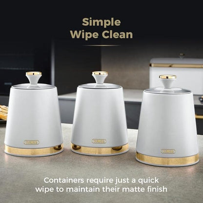 Tower Cavaletto Optic White 8pc Kitchen Set Kettle  2 Slice Toaster Canisters