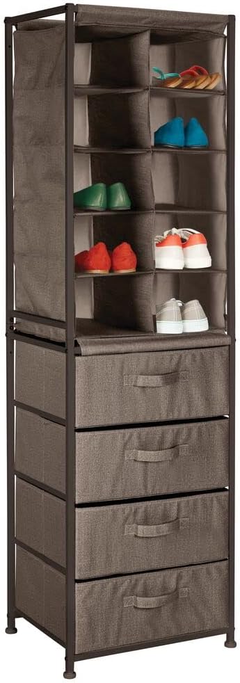 mDesign Shoe Rack Cubes for Hallway Canvas Storage Brown