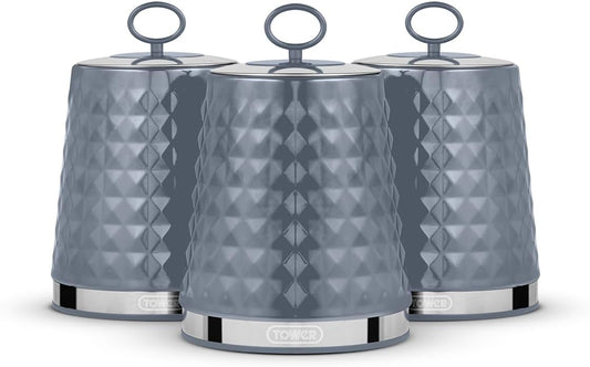 Tower Solitaire Set Canisters Stainless Steel T826207GRY Grey