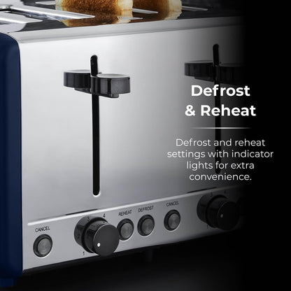 Tower Sera Kettle, Toaster, Bread Bin & Canister Kitchen Set (Midnight Blue)