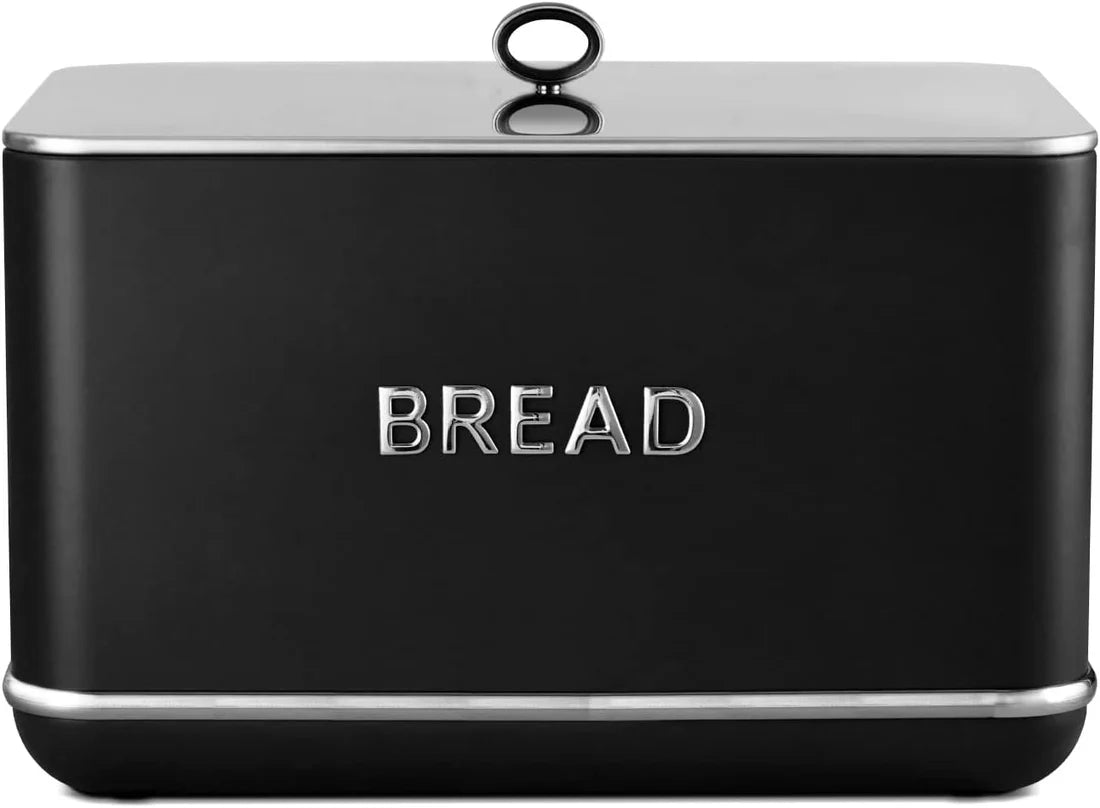 Tower Renaissance Bread Bin & Canisters Kitchen Set (Black)