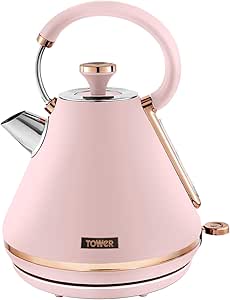 Tower Cavaletto Kettle, 2 Slice Toaster & Canisters Kitchen Set (Marshmallow Pink)