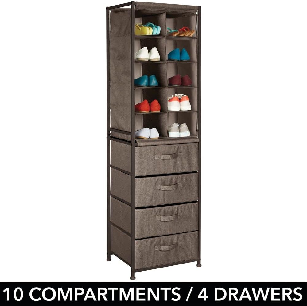 mDesign Shoe Rack Cubes for Hallway Canvas Storage Brown