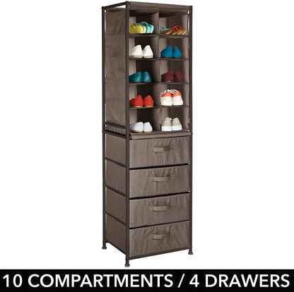 mDesign Shoe Rack Cubes for Hallway Canvas Storage Brown