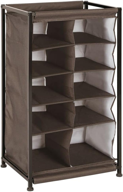 mDesign Shoe Rack Organiser Cabinet Canvas Entrance Hallway Dark Brown