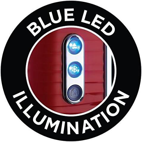 Blue LED illumination feature badge showing toaster lever and red body