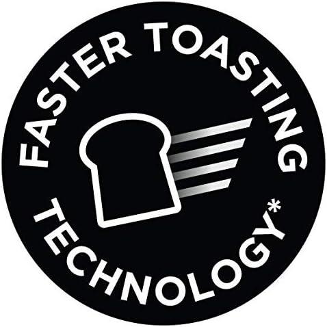 Faster toasting feature badge with slice icon and timer graphic